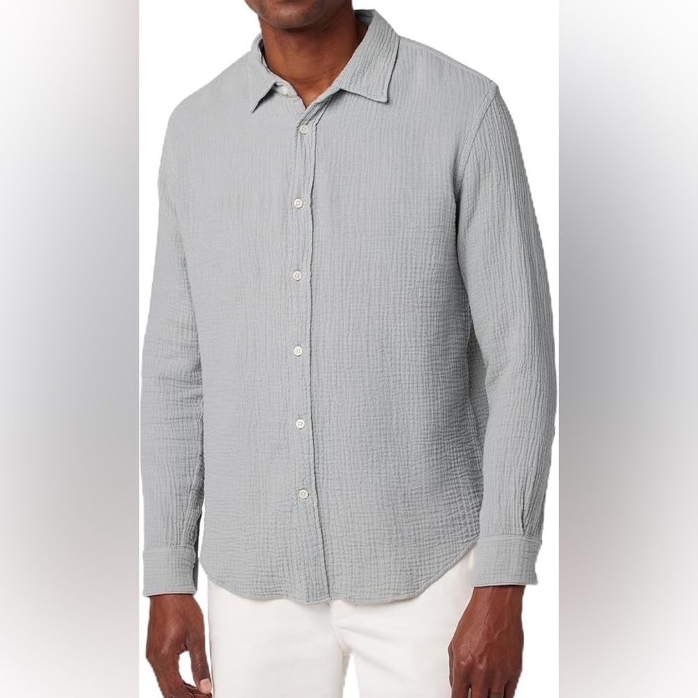 Joe's Men's Theo Textured Gray Gauze Button Front Shirt